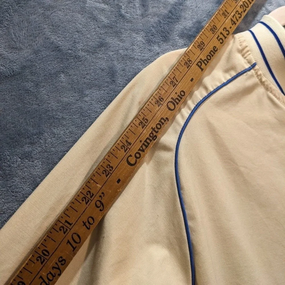 Vintage Swingster Indiana Bell Safety Award Bomber Jacket Cream Blue Unisex L